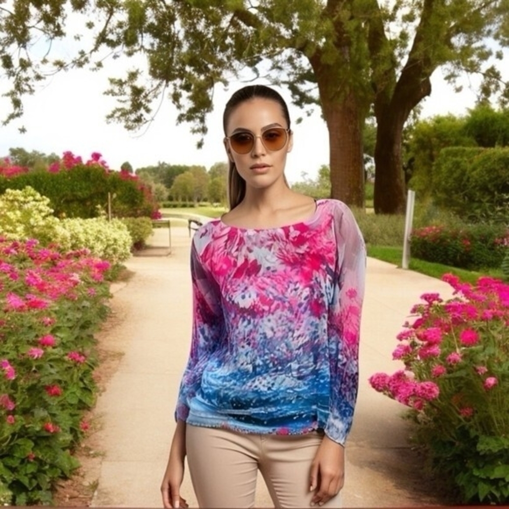 STYLE & CO Womens Cami Top & Duster Set M Illusive Vision Floral Multicolor 2pc